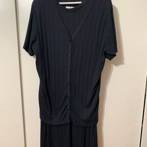 Vintage Black Button-Up Maxi Dress
